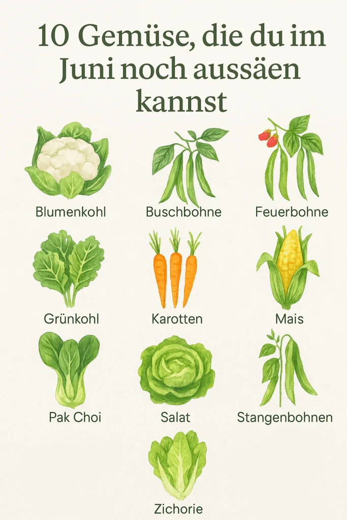 Gemüse zum Aussäen im Juni.