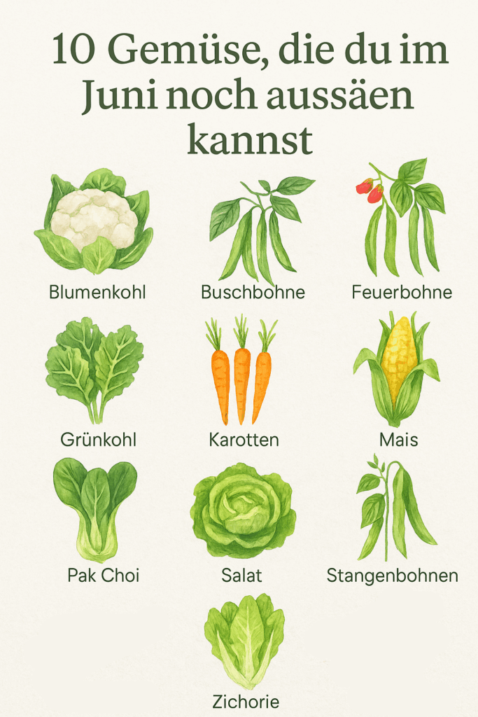 Gemüse zum Aussäen im Juni.