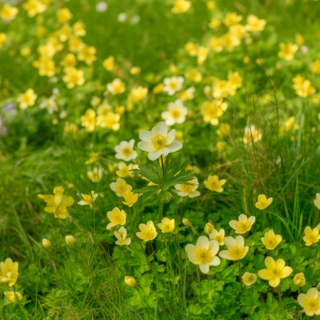 Gelbe Blumen auf einer Wiese