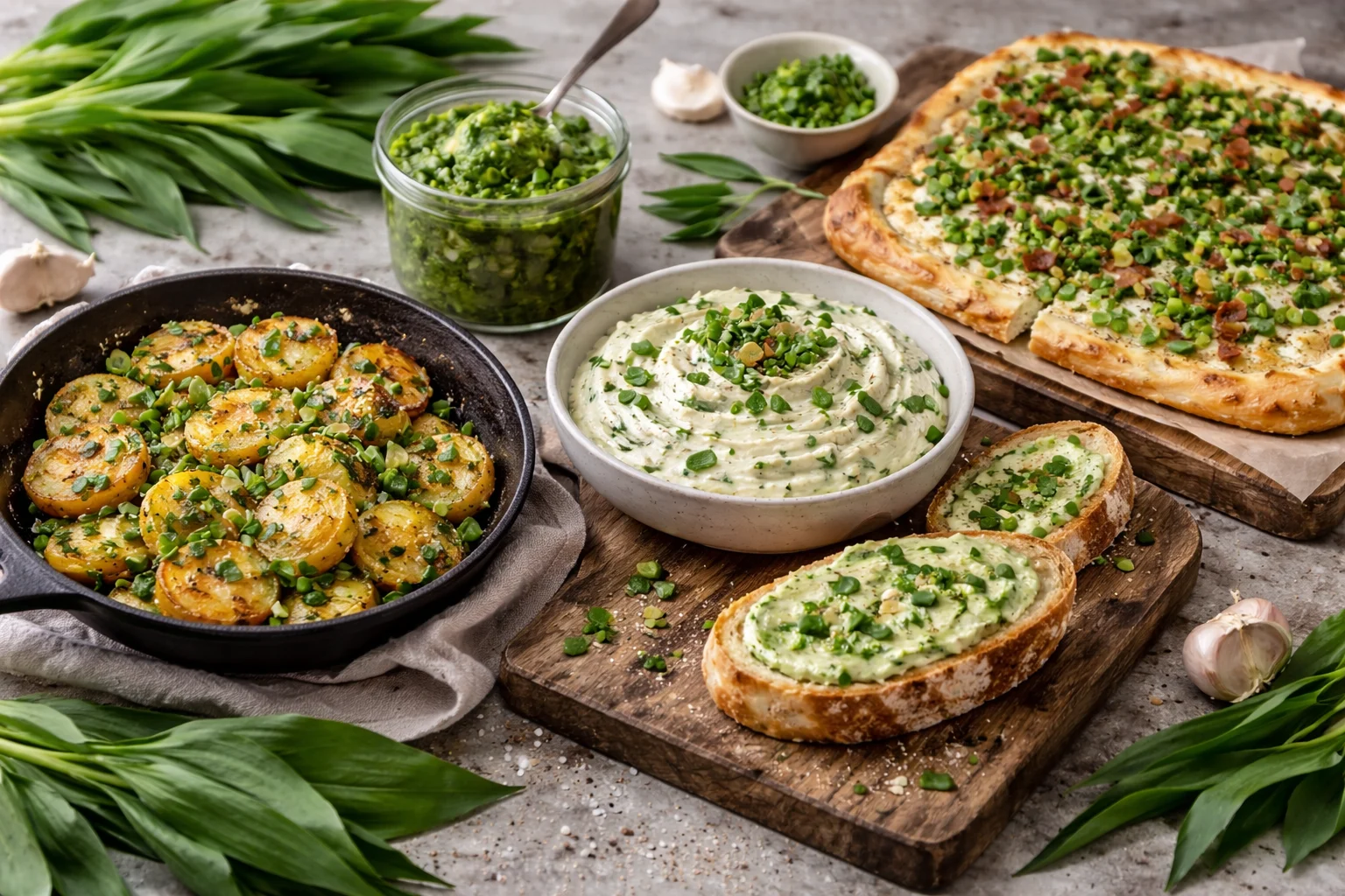 Köstliche Gerichte mit Bärlauch und Kartoffeln