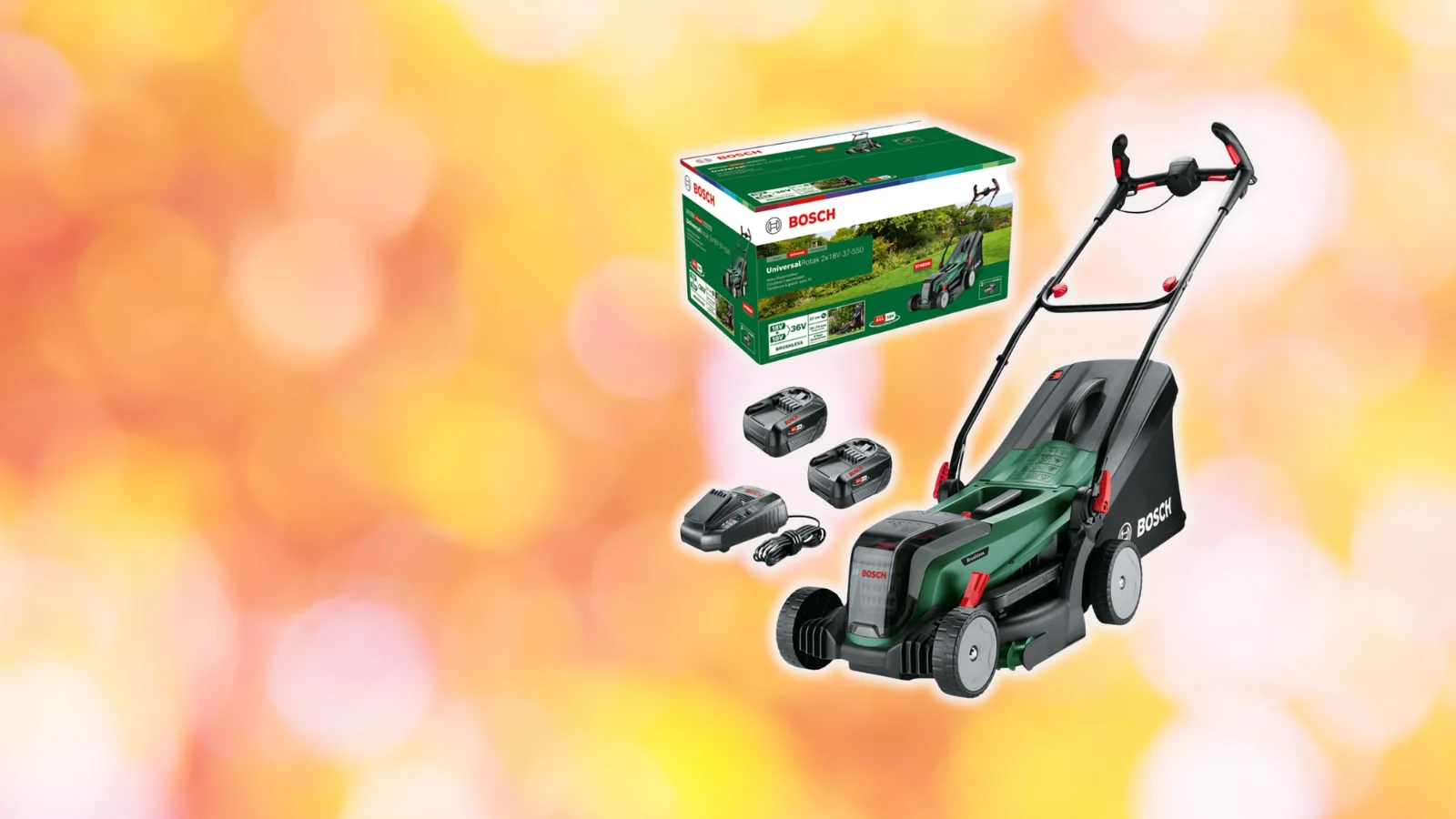 Bosch Rasenmäher und Verpackung.