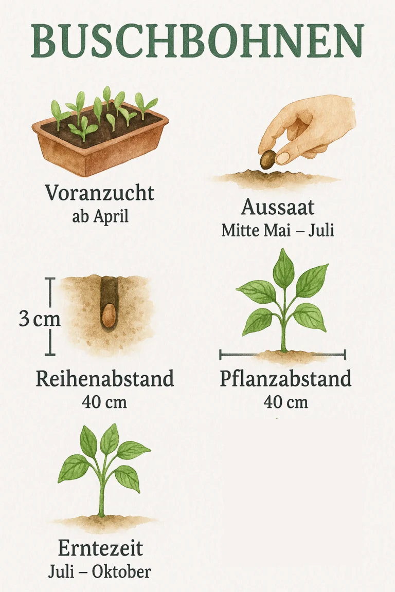 Buschbohnen Anbauanleitung und Zeittafel