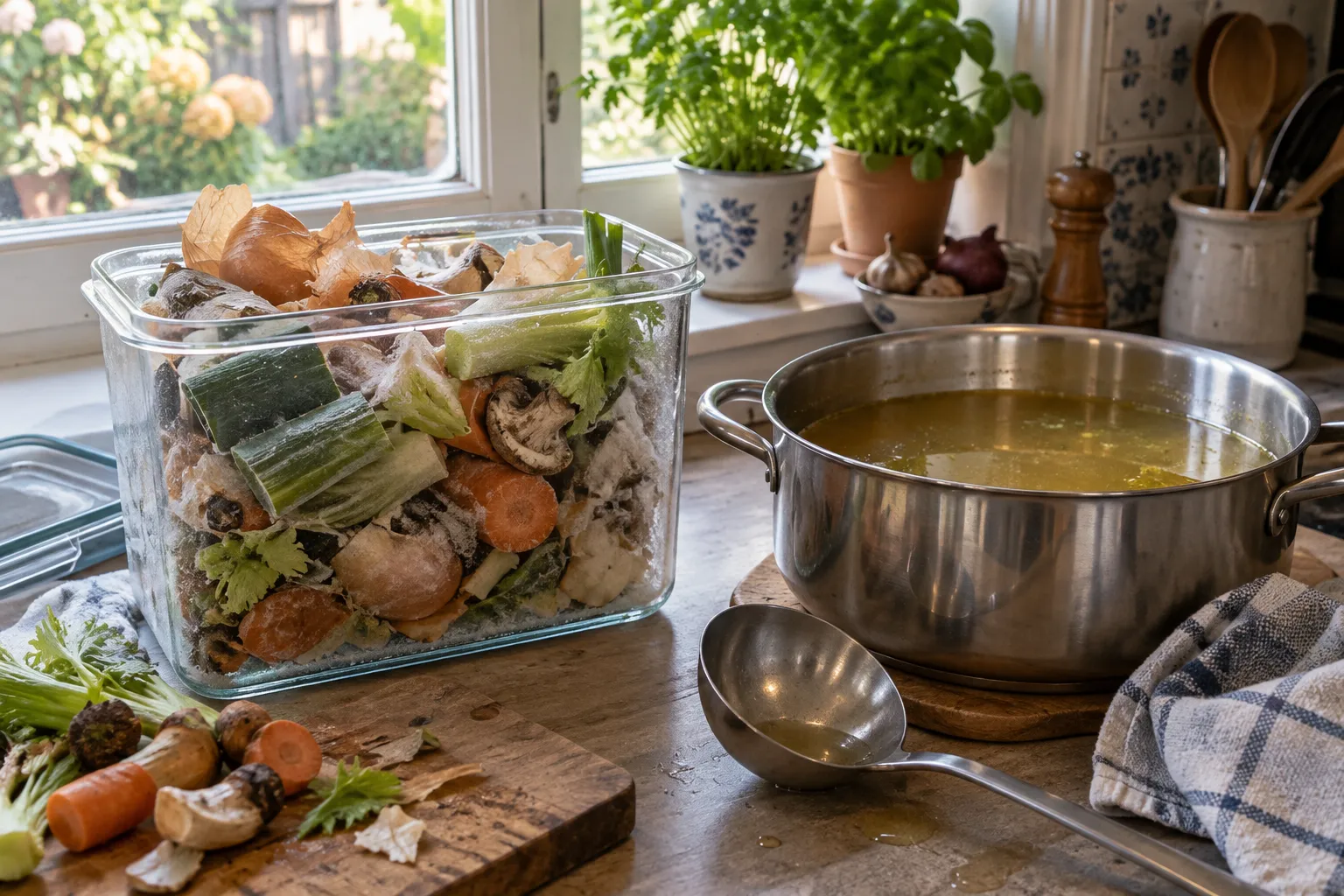 Der Brühe-Beutel im Gefrierfach: aus Gemüseabschnitten echten Fond kochen