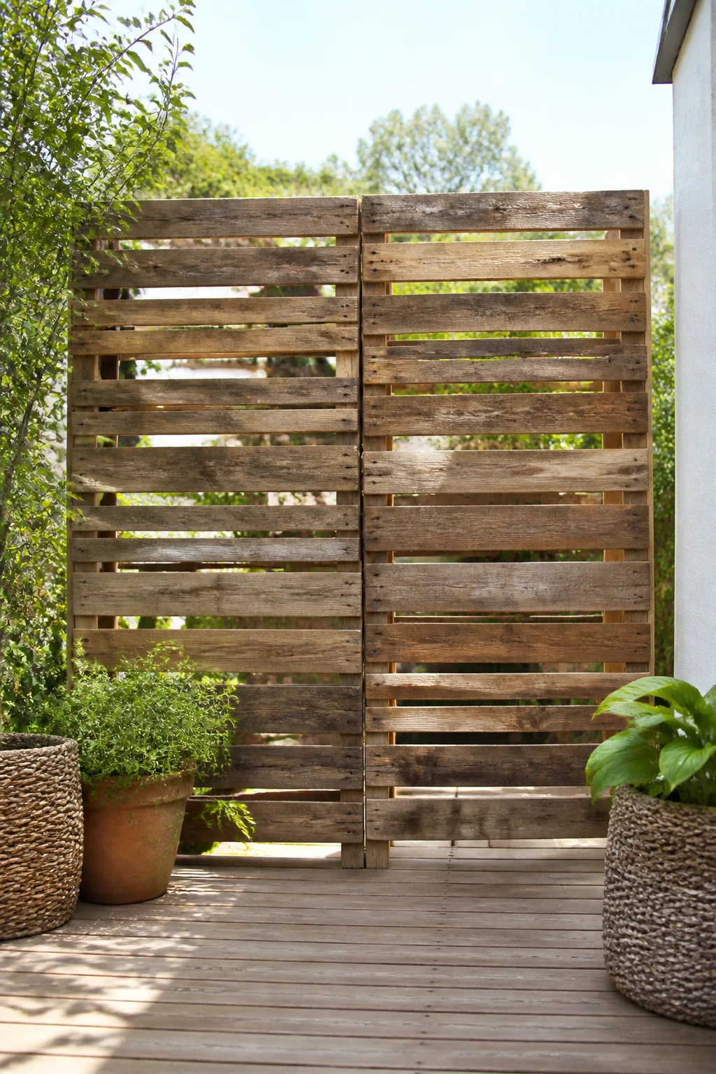 DIY Sichtschutzwand aus recycelten Paletten im Garten