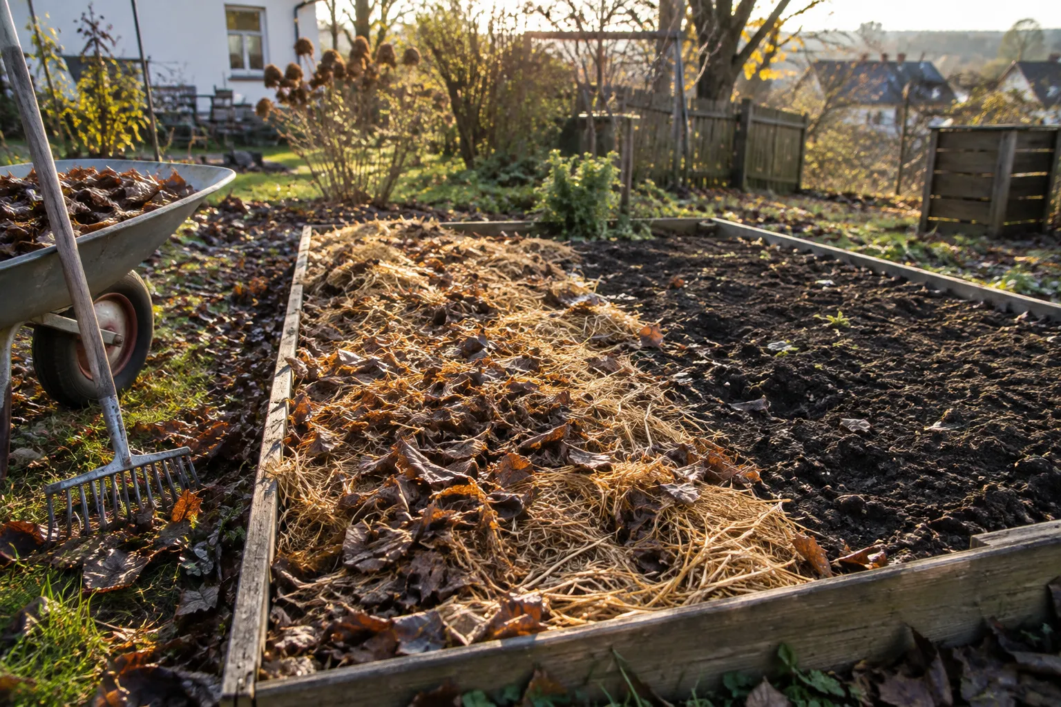 Gemüsebeet im Herbst mulchen: Material, Schichtdicke, Zeitpunkt