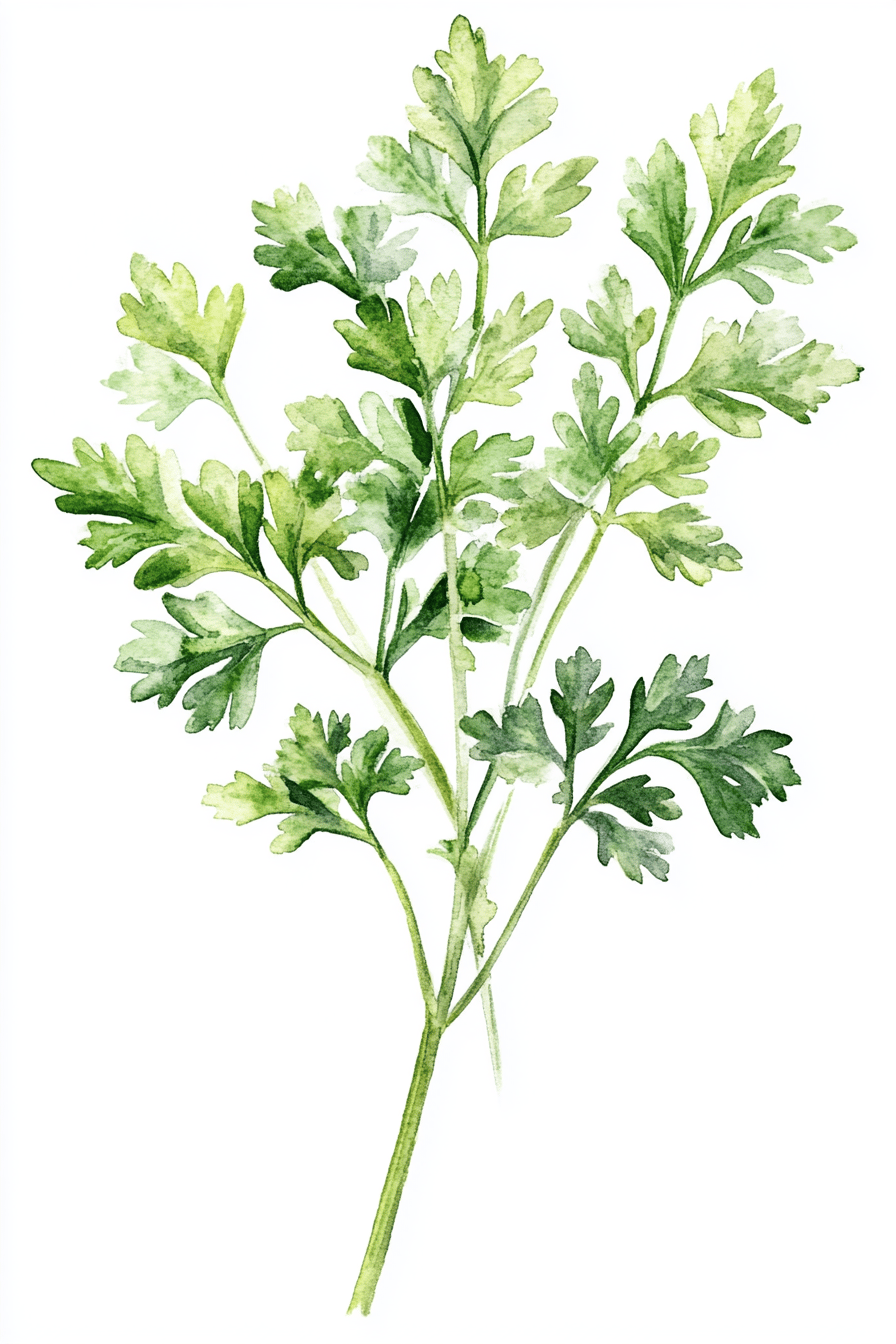 Illustration von frischem Petersilienzweig.