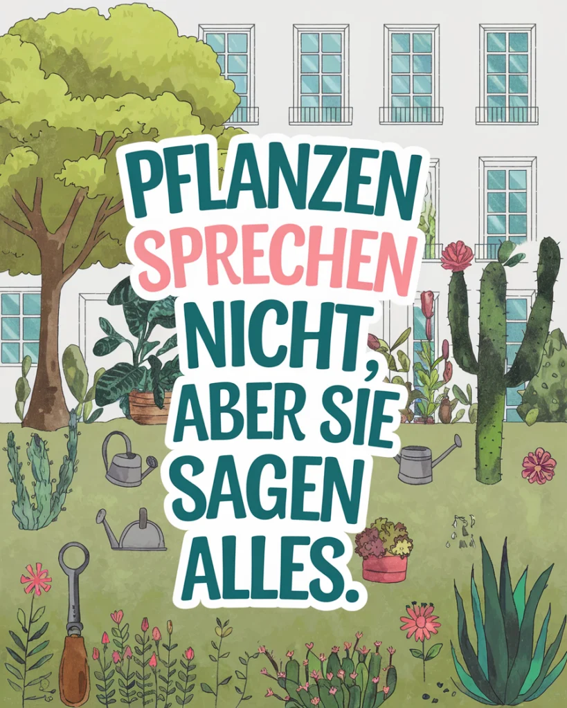 Illustration: Pflanzen mit Zitat über Kommunikation
