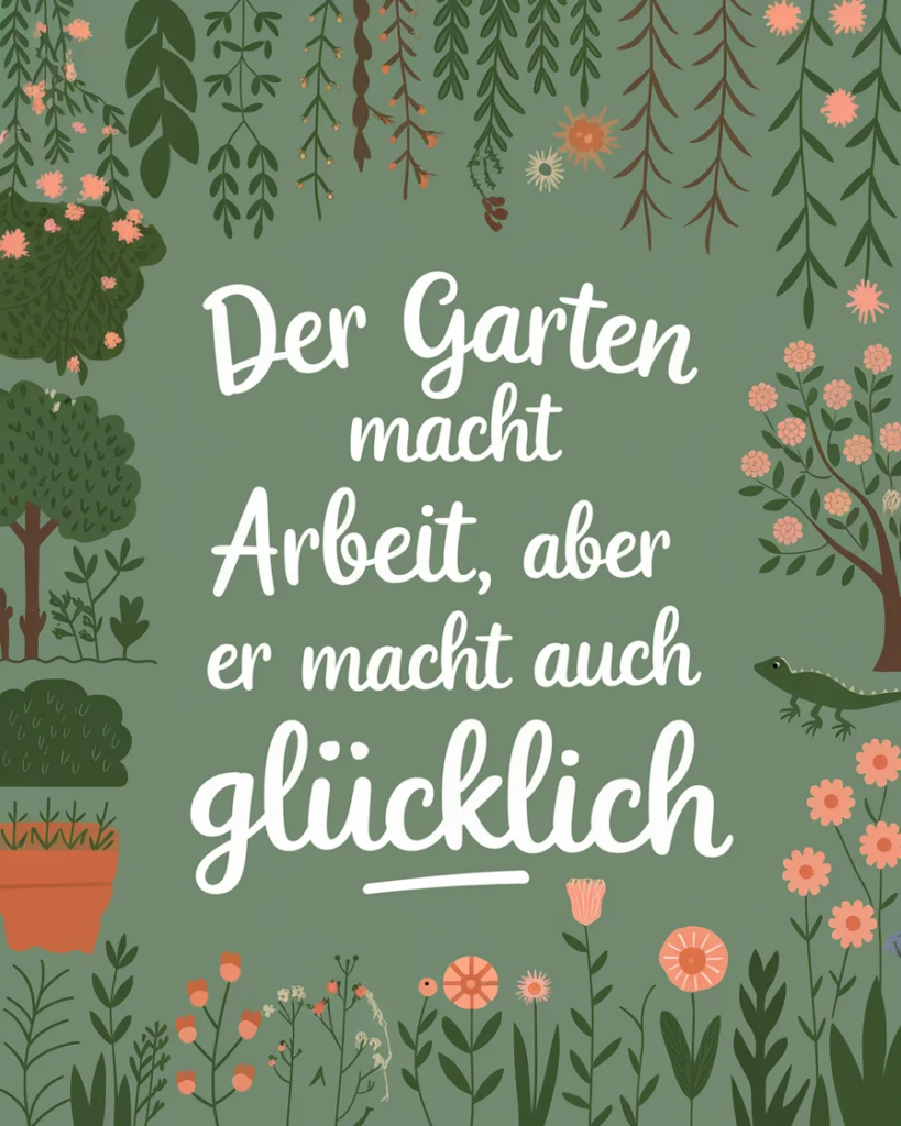 Zitat über Gartenarbeit und Glück