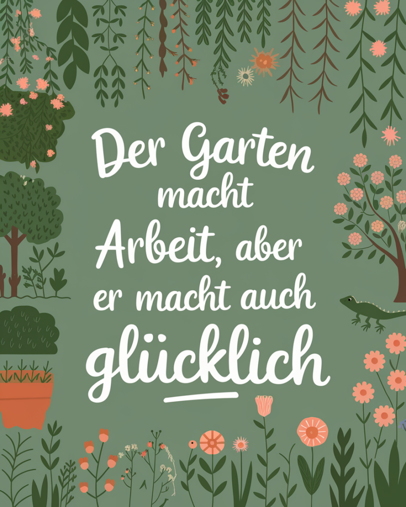 Zitat über Gartenarbeit und Glück