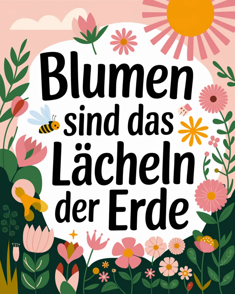 Blumenillustration mit Spruch über Erde