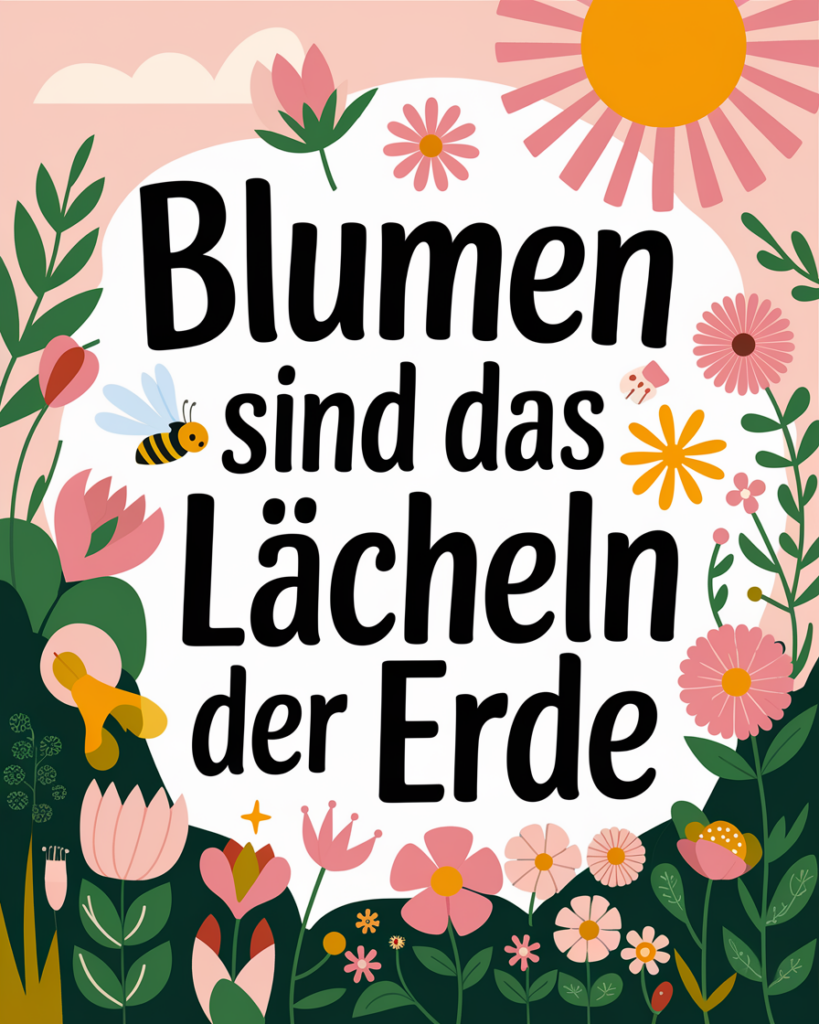 Blumenillustration mit Spruch über Erde