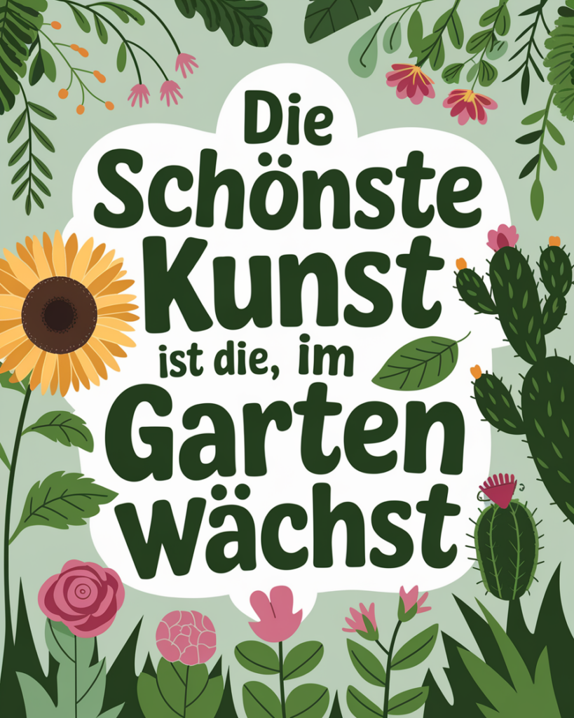 Gartenblumen umrahmen inspirierendes Zitat