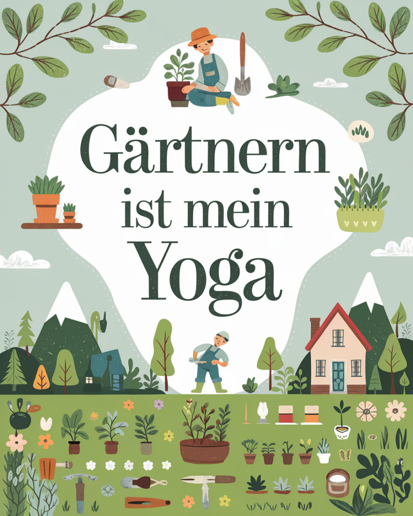 Gärtnern entspannt wie Yoga, Naturillustrationen.