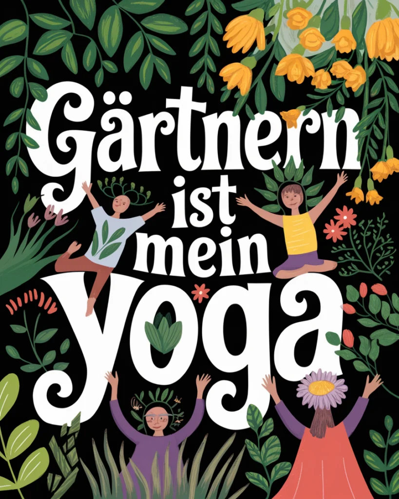 Gärtnern als entspannendes Yoga-Erlebnis illustriert