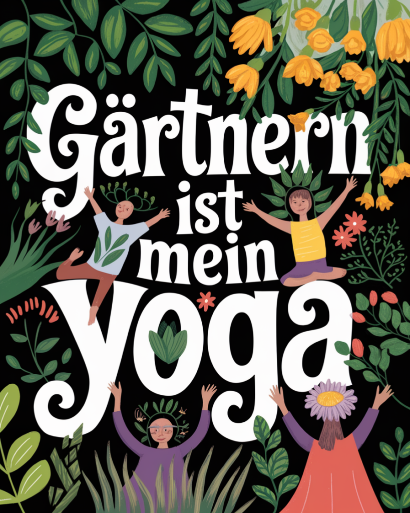 Gärtnern als entspannendes Yoga-Erlebnis illustriert