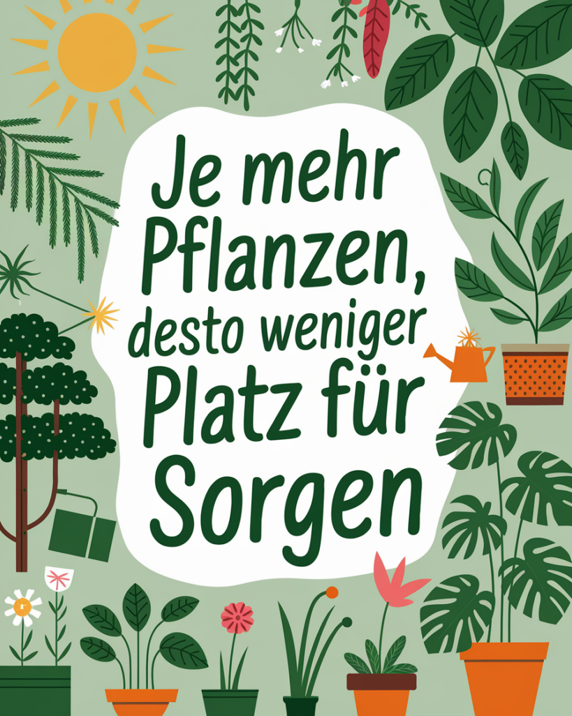 Motivierendes Pflanzenzitat mit Illustrationen.