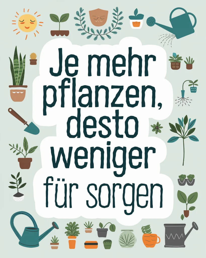 Pflanzenillustrationen mit motivierendem Spruch.
