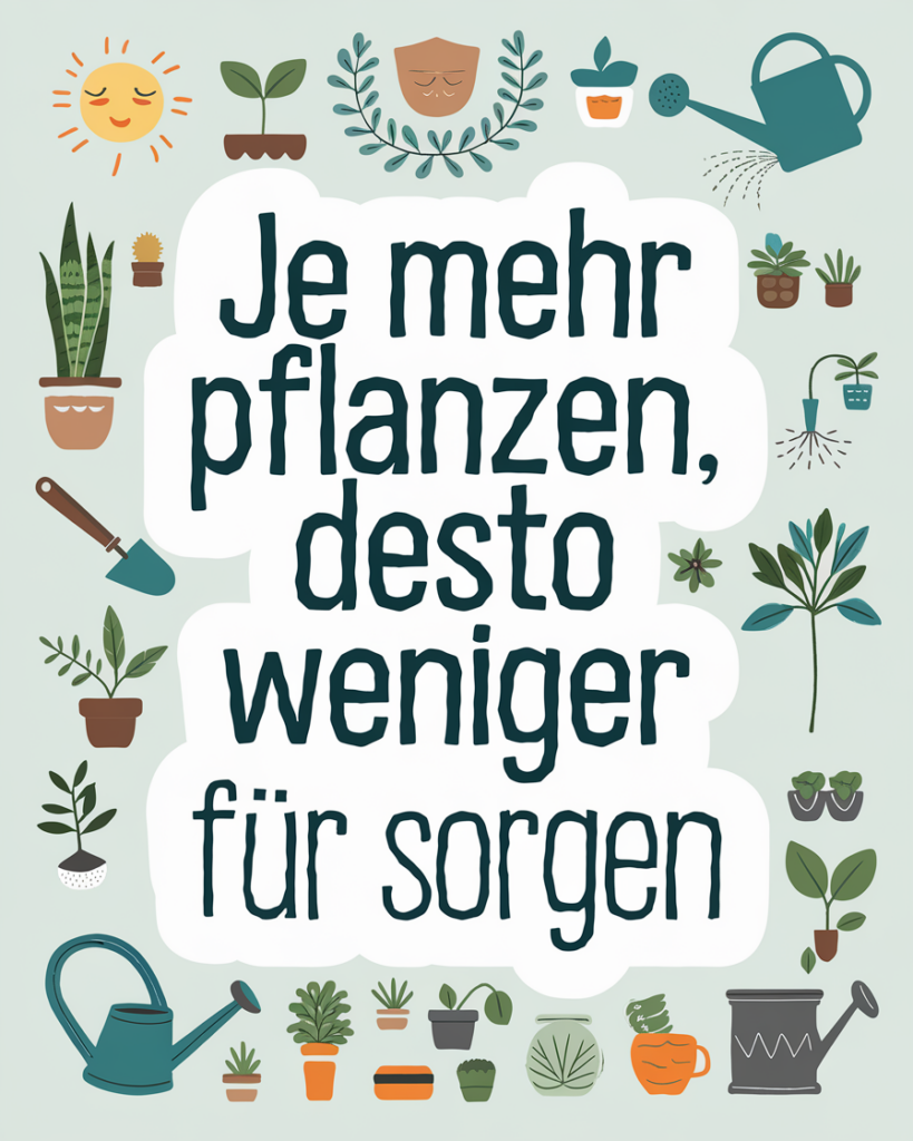 Pflanzenillustrationen mit motivierendem Spruch.