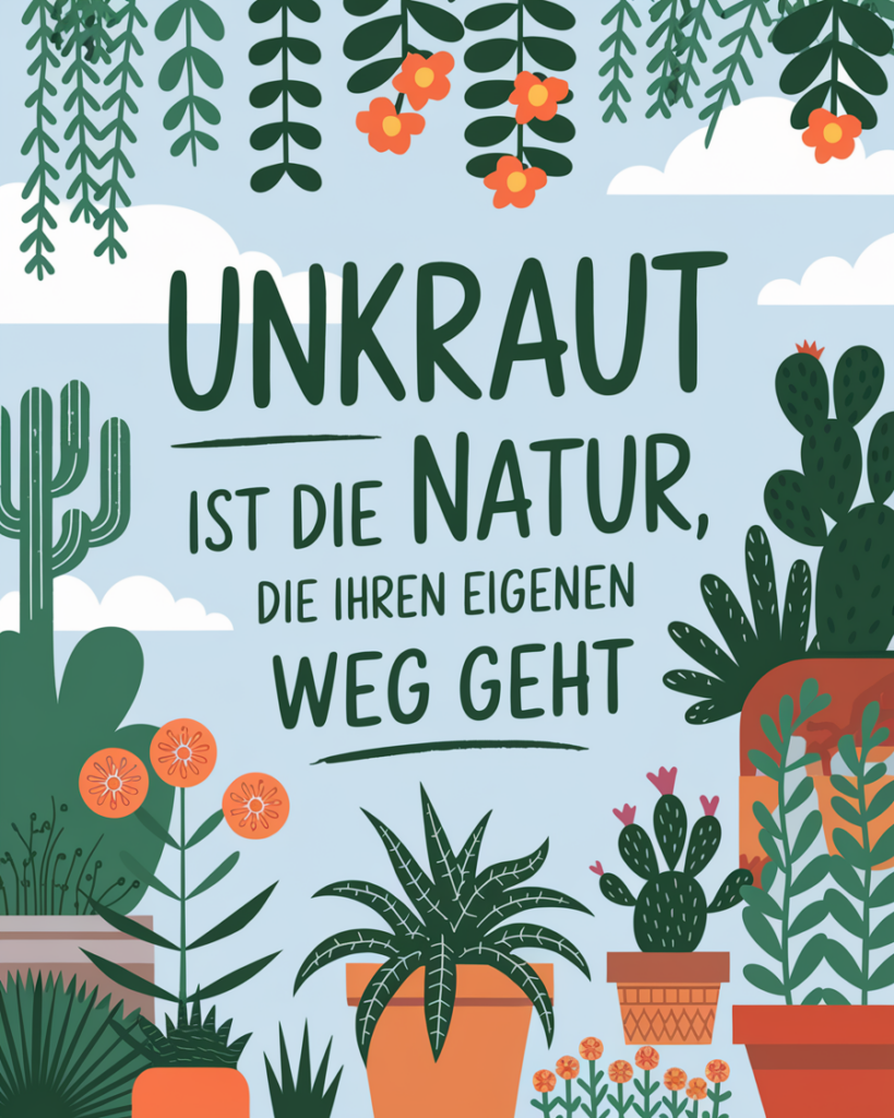 Unkraut mit Pflanzen und Kakteen illustriert