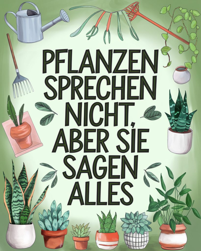 Pflanzenillustration mit beruhigendem Zitat