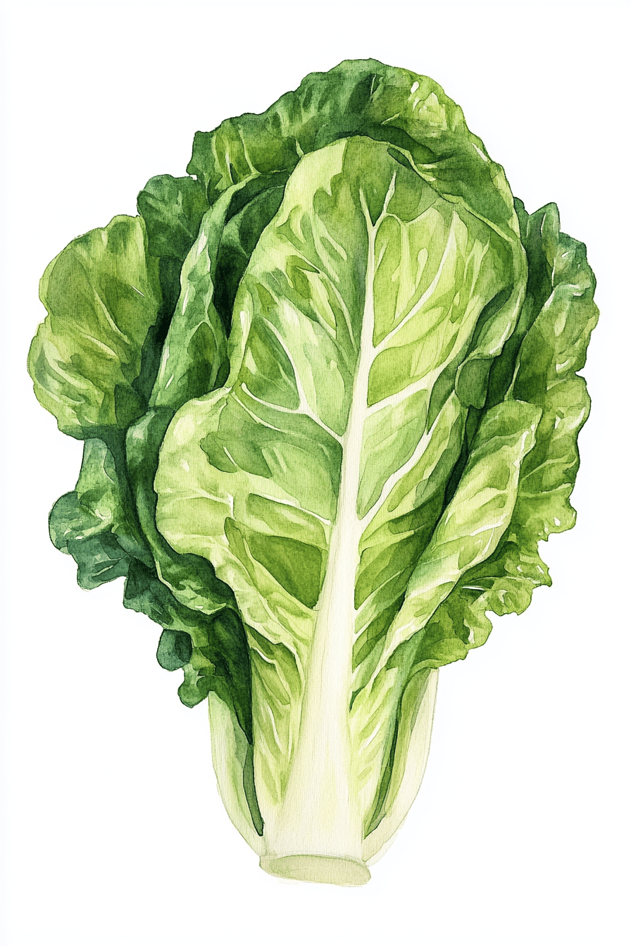 Illustration eines grünen Pflücksalats mit saftigen Blättern.