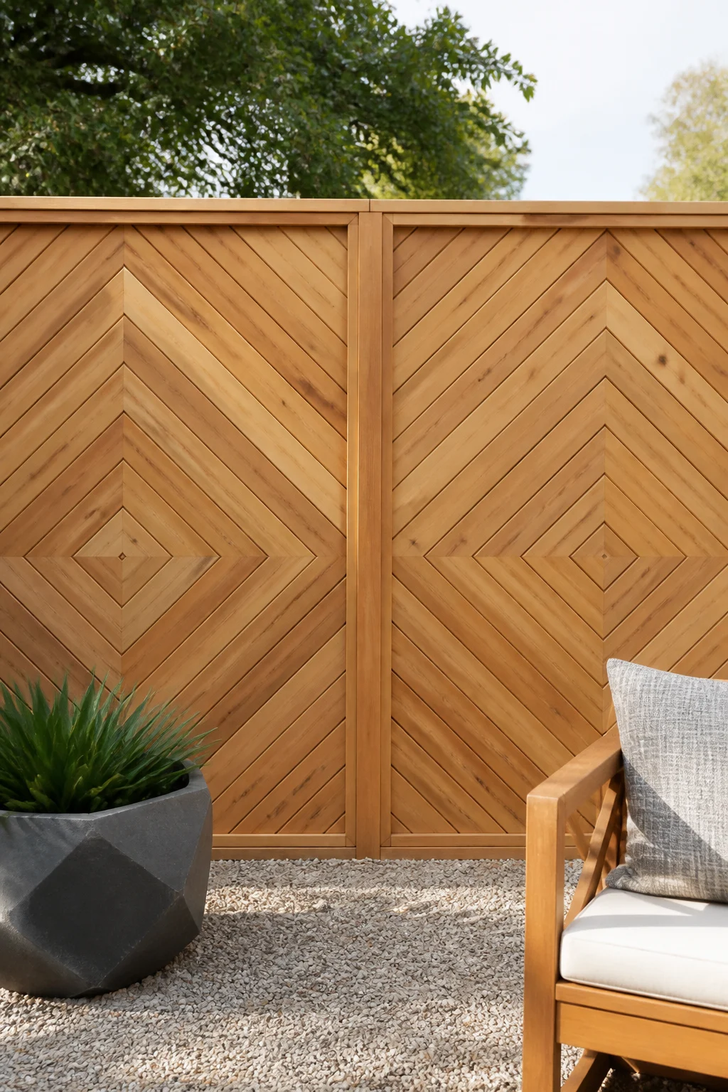 Rhombusleisten Holz Sichtschutz modern Garten