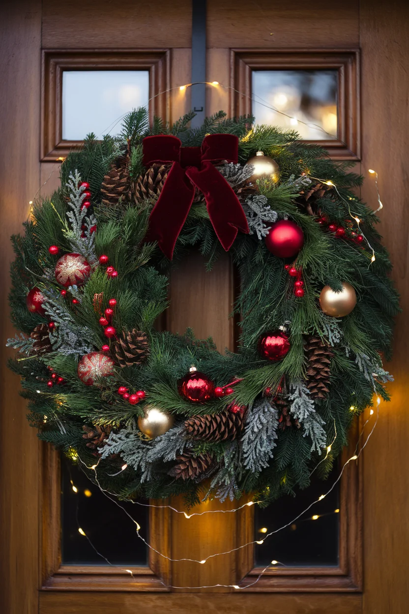 Magische Weihnachtskränze mit Lichterkette