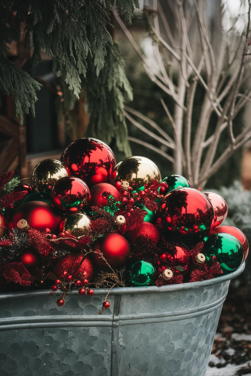Glanzvolle Weihnachtskugeln geschickt platzieren