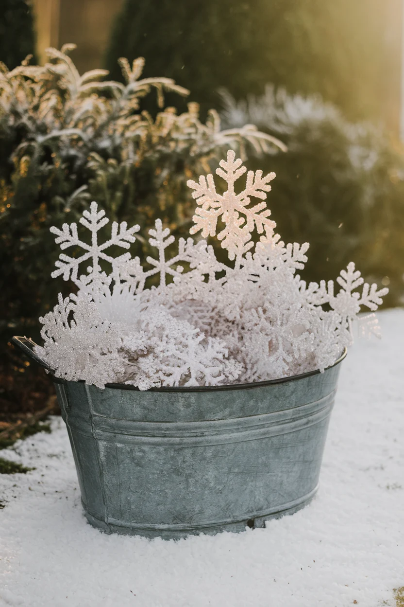 Zarte Schneeflockendeko für eine winterliche Atmosphäre