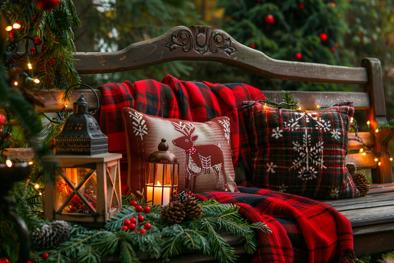 13 Kreative Tipps zum weihnachtlichen Dekorieren deiner Gartenbank für festliche Stimmung