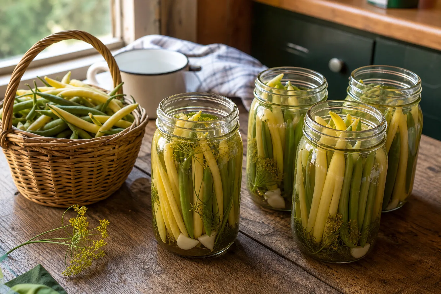 Bohnen einlegen: Dill-Knoblauch-Bohnen sicher haltbar machen