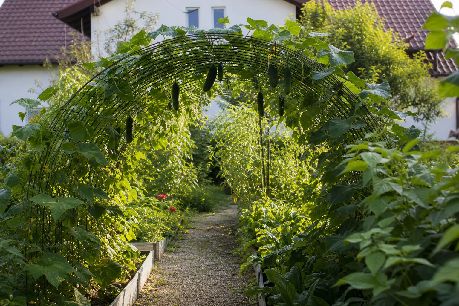 Rankbogen aus Baustahlmatten: stabile Rankhilfe für Gurken, Bohnen und Kürbis selber bauen