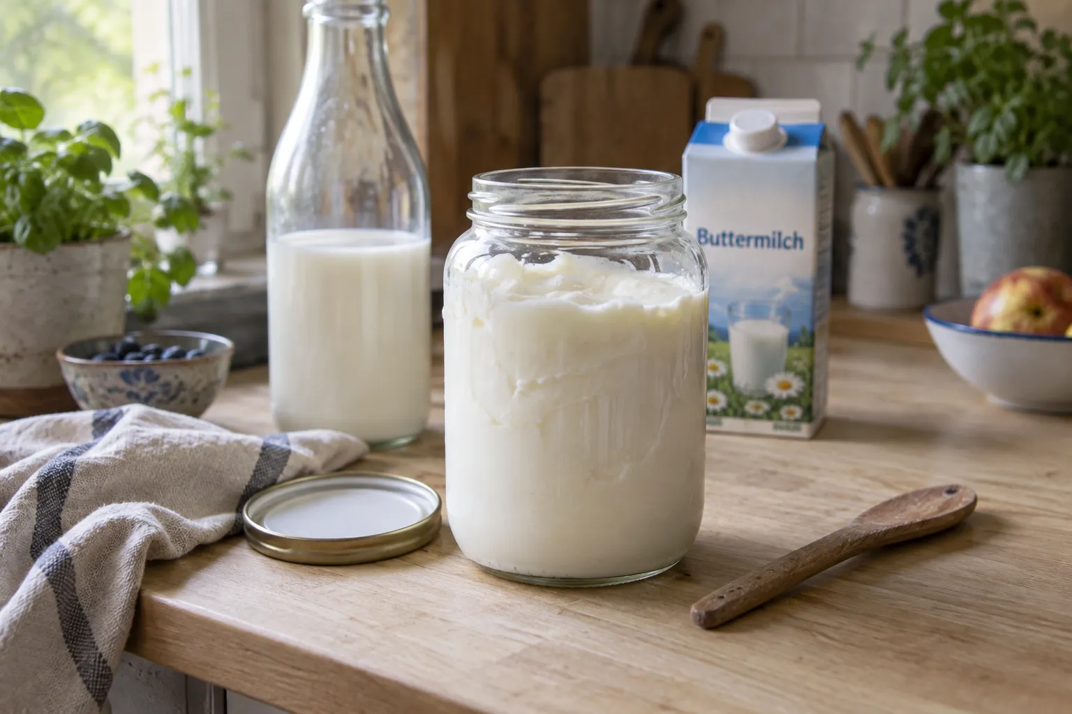 Buttermilch selber machen: zwei Zutaten, ein Schraubglas, 24 Stunden