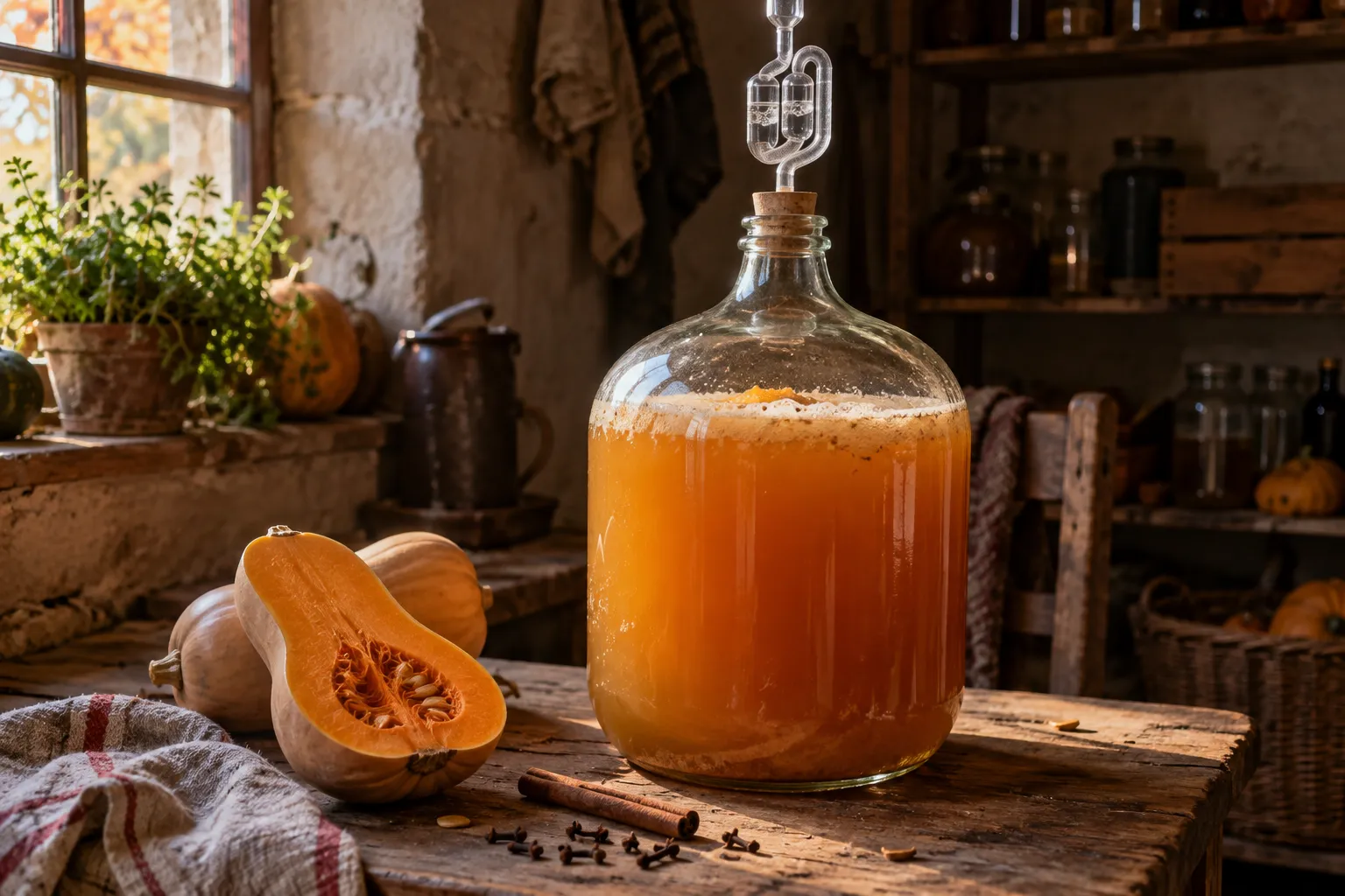 Kürbiswein selber machen: Kürbis, Apfelmost und Herbstgewürze im Gärballon